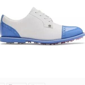 G4 G/FORE Womens Gallivanter Cap-Toe Golf Shoe G4LS22EF04 Snow/Vista Blue Sz 8